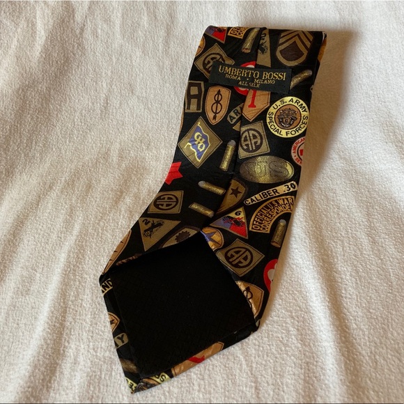 Umberto Bossi Tie US Army Military Veteran 100% Silk One Size OS EUC - Picture 2 of 5